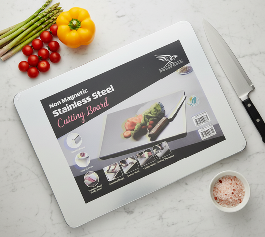 Cutting Board Slab with Pure Stainless Steel Fitting – Non-Magnetic | 30 x 40 cm